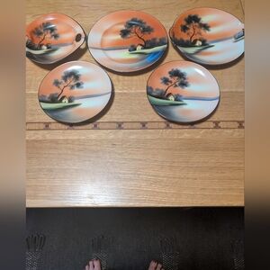 5 Pieces Of Noritake "Tree In The Meadow" Pattern Plates